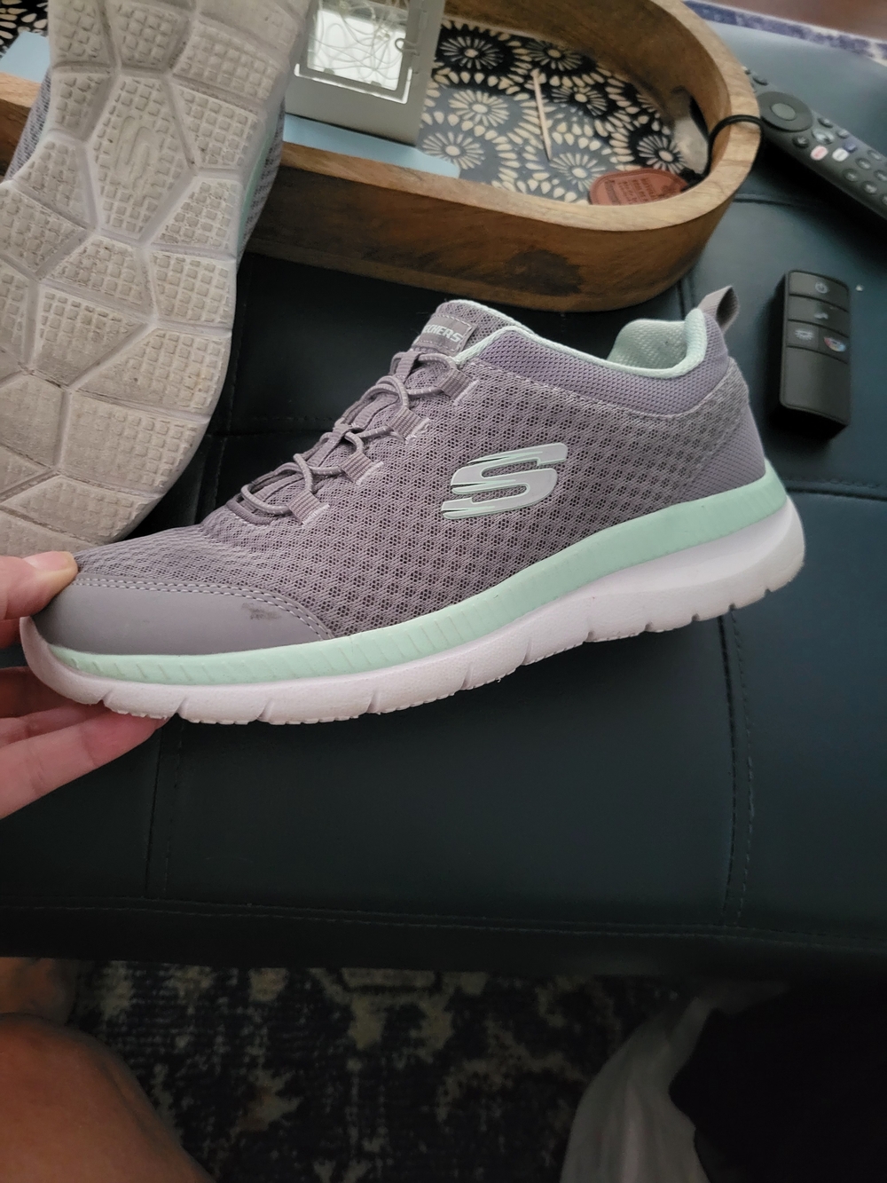 Skechers Women’s Gray with Mint Accent Athletic Sneaker